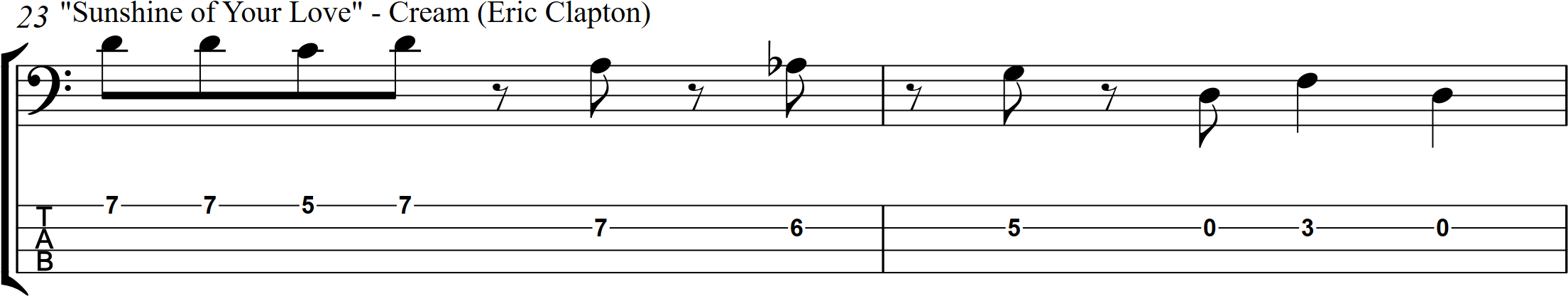Sunshine of Your Love Bass Line